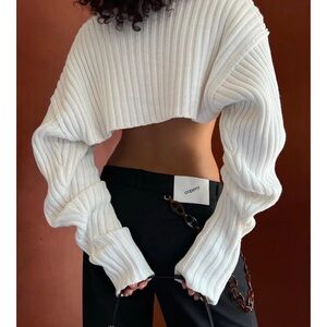 White Ribbed Cropped Sweater as seen on Amanda Batula in Summer House.